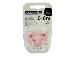 Suavinex Chupete tetina anatómica látex rosa 0-6 meses